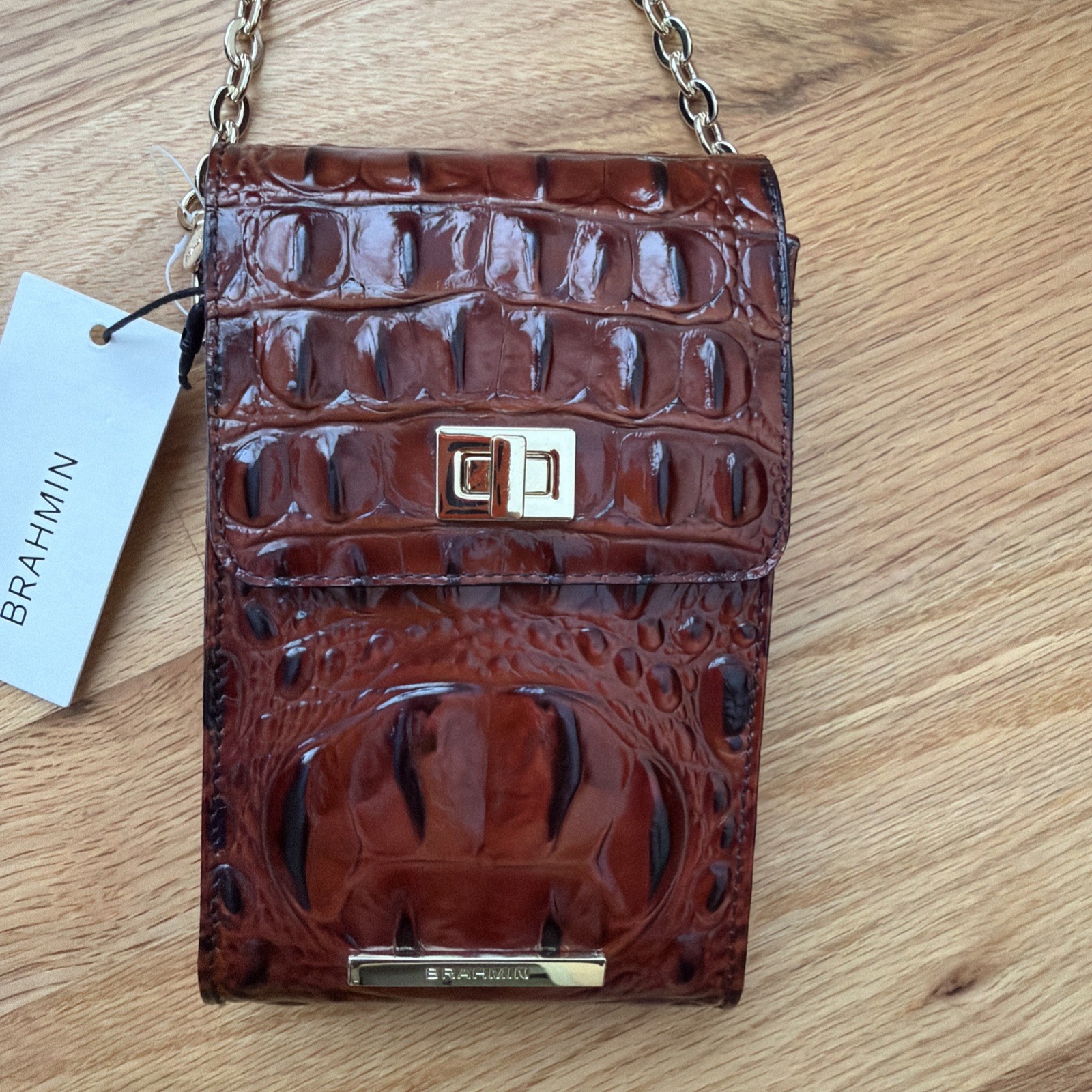 Brahmin Madison Pecan Melbourn Genuine Leather Crossbody Bag NWT