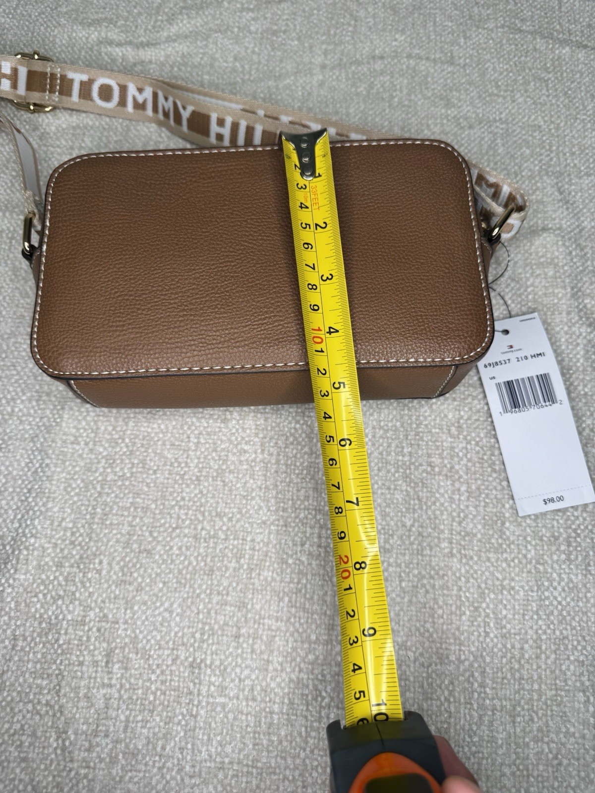 Tommy Hilfiger Women’s Brown Pebbled Faux Leather Camera Crossbody Bag