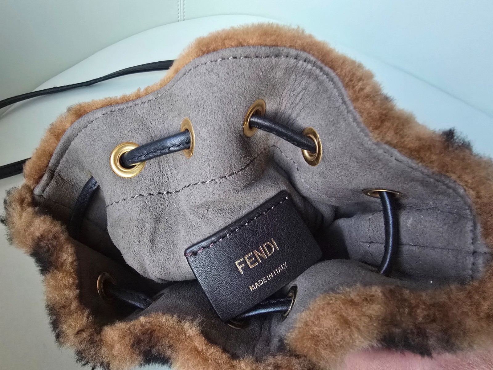 Fendi -Brown Mon Tresor Bucket Bag Mini