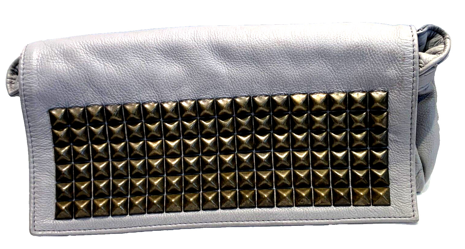 Tylie Malibu Contemporary Dove Gray Pebbled Leather Clutch, # 359 EUC