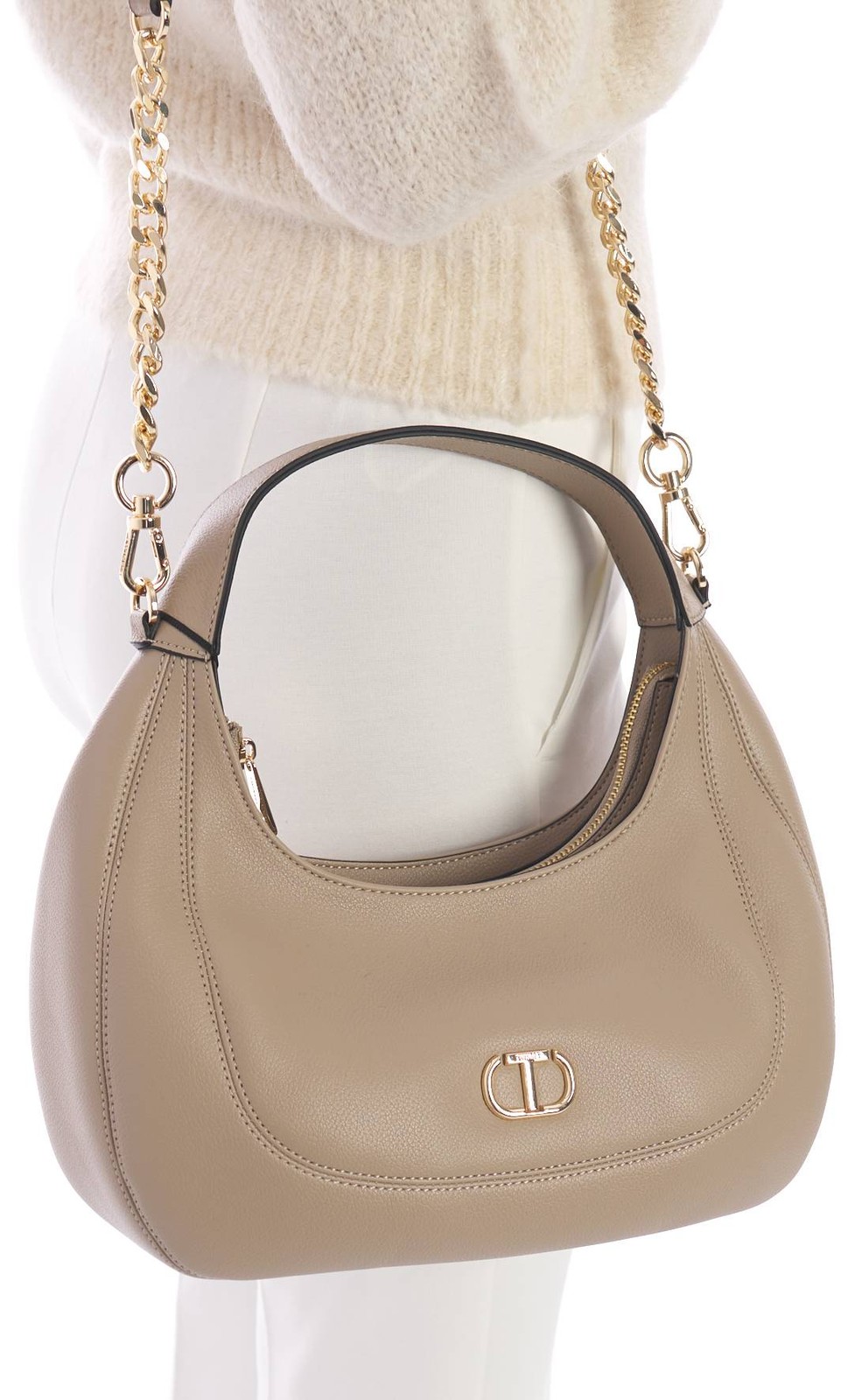 WOMENS 242TB7061 OVAL LOGO TWINSET HOBO BAG