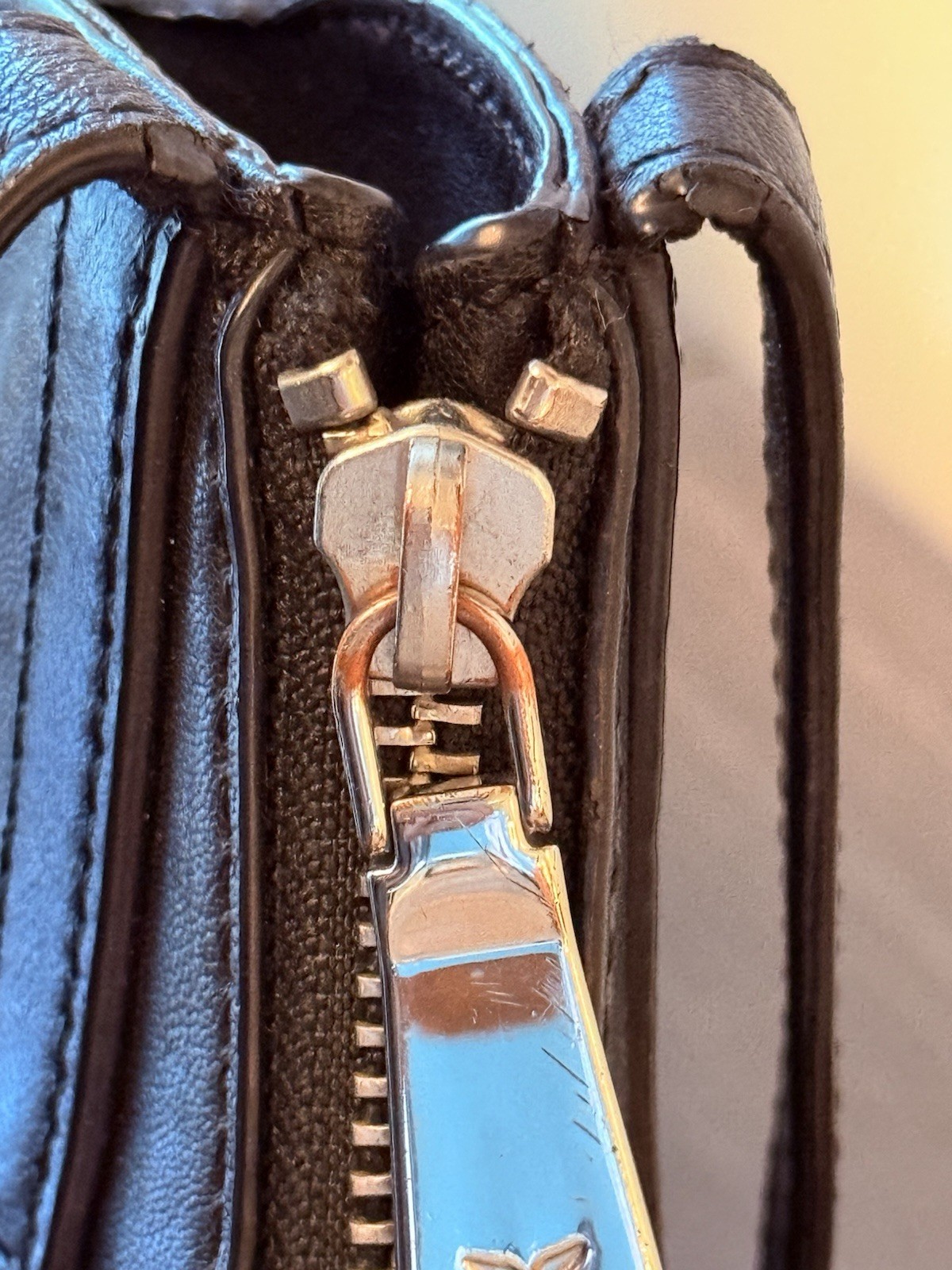 Frye Lena Leather Black Shoulder Bag | Silver Zip & Magnetic Closure Pockets