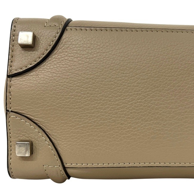 AUTHENTIC CELINE 165213 Luggage Mini shopperTote Bag beige leather Women