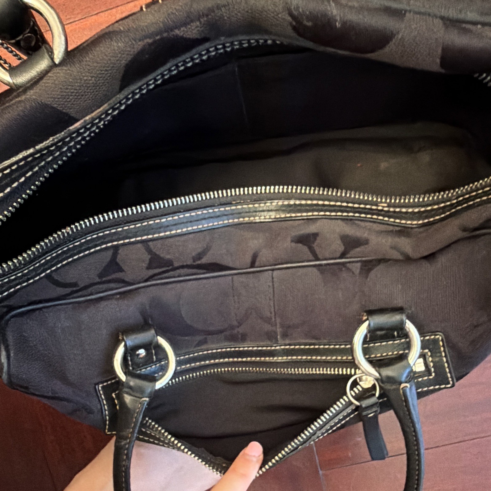 COACH Legacy Turnlock Hand Bag Y2k Black Canvas Leather purse