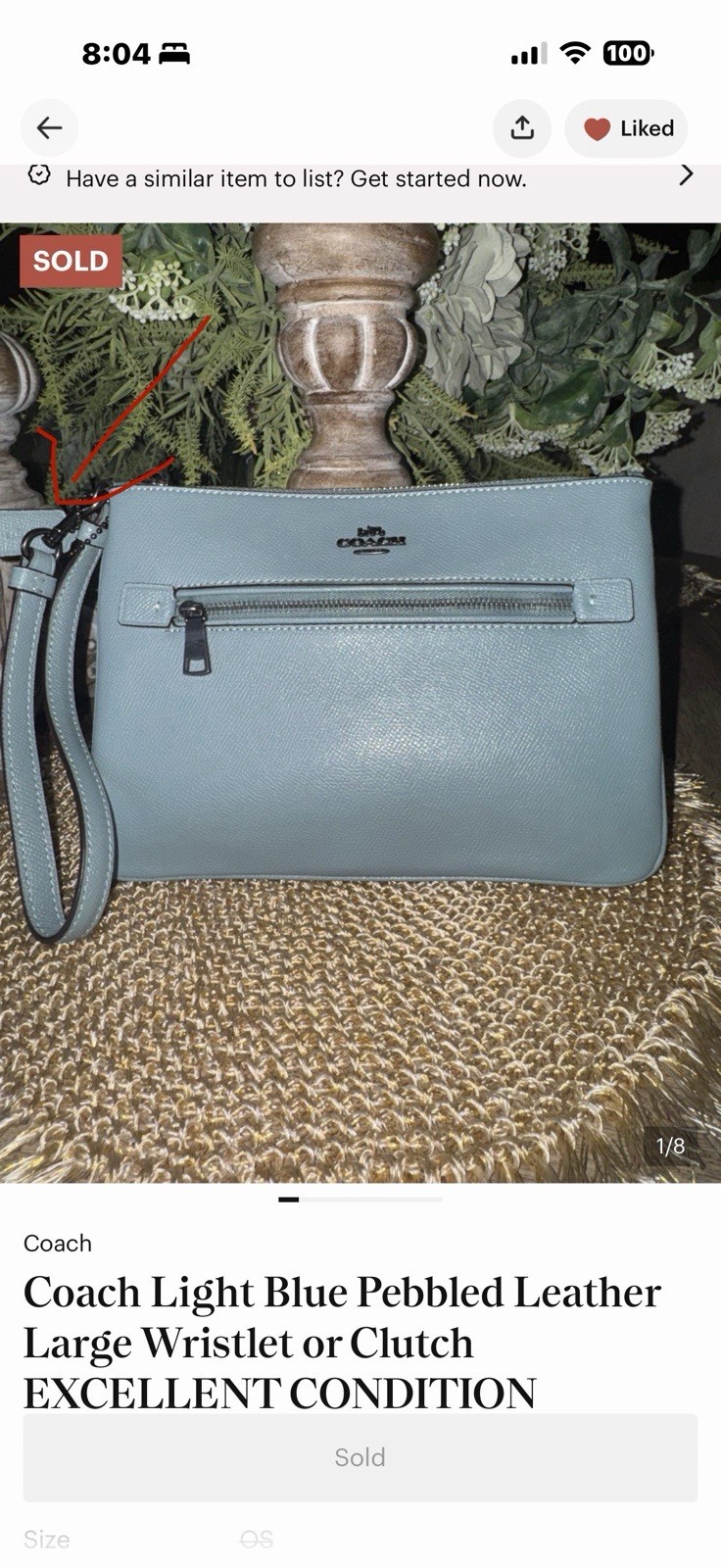Coach Gallery Pouch In Light Blue Crossgrain Leather F79895
