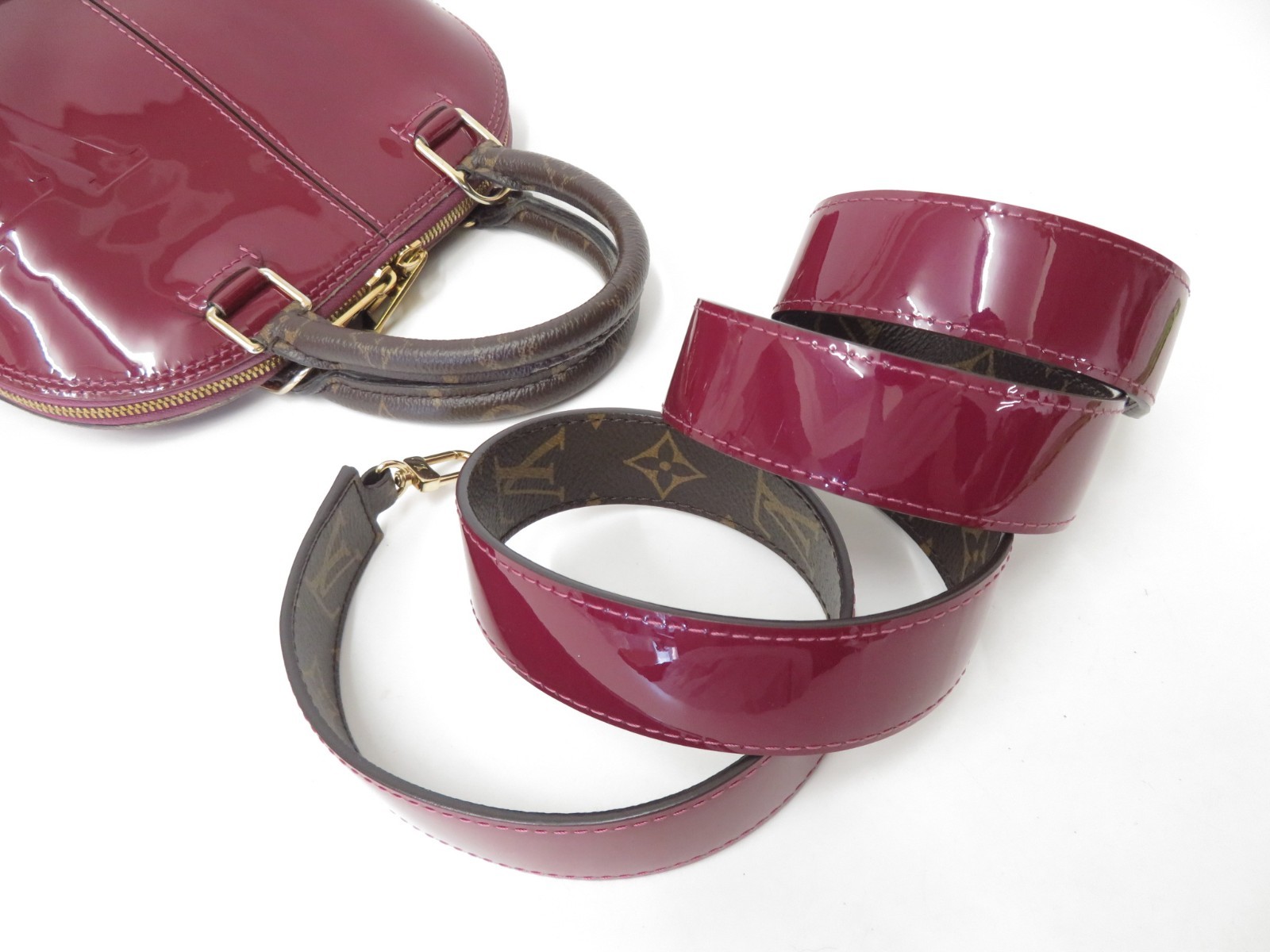 Auth Louis Vuitton Monogram Vernis Alma BB Miroir 2Way Shoulder Hand Bag F#53917