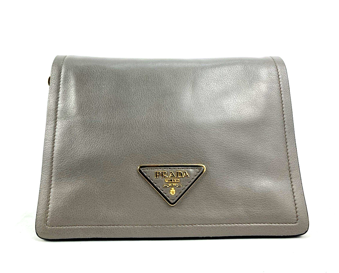 Prada Pattina Glace Calf Cammeo Gray