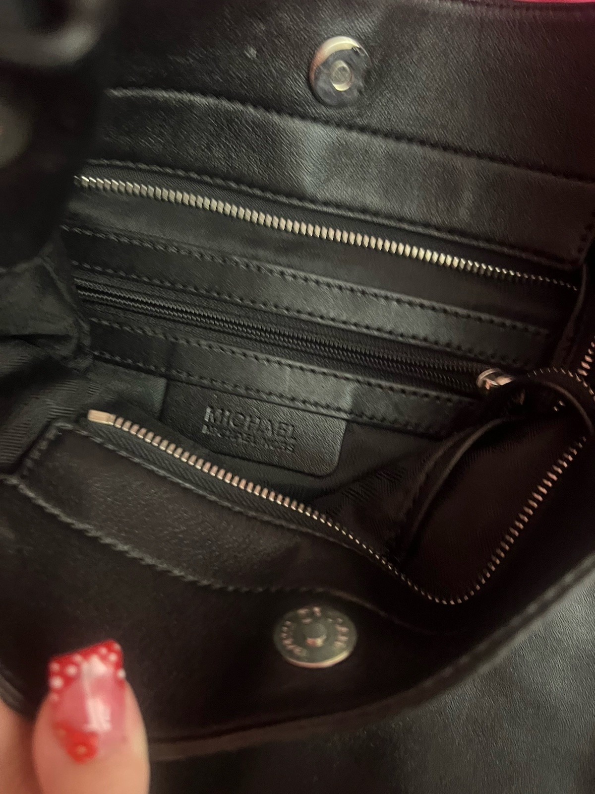Michael Kors Black Shoulder Bag Zip Closure Silver Hardware