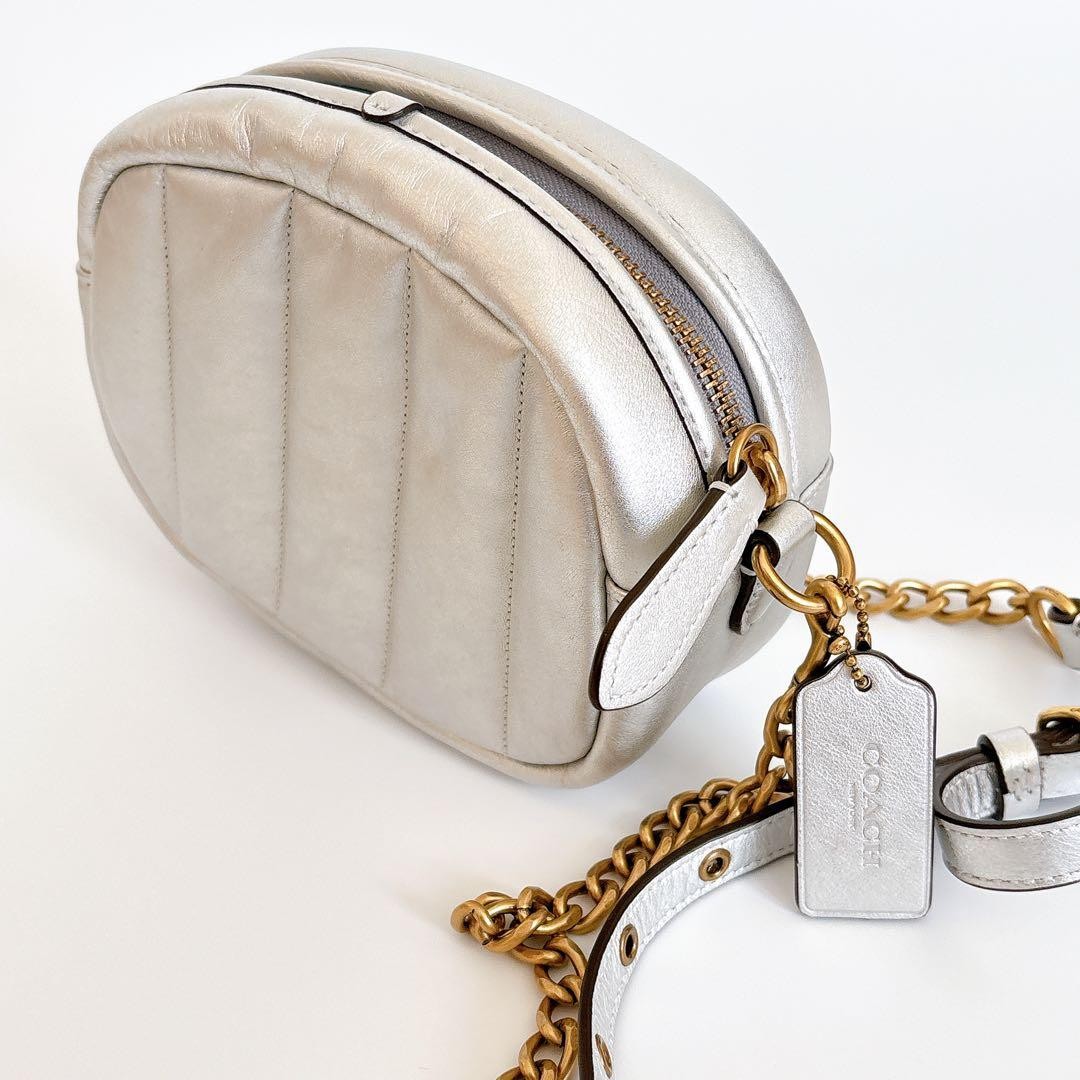 COACH C6618 shoulder bag leather chain coach silver quilting