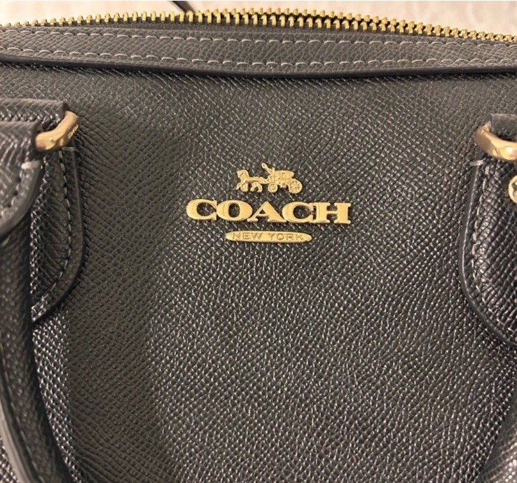 Coach Medium Rowan Black Pebbled Satchel Handle Bag Detachable Strap Gold