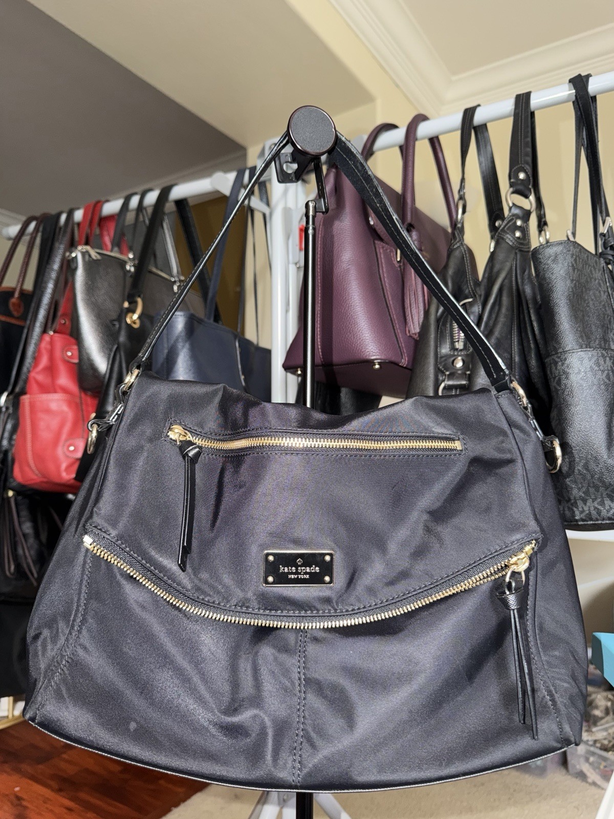 Kate Spade Lyndon Blake Avenue Crossbody Shoulder Bag Black Nylon