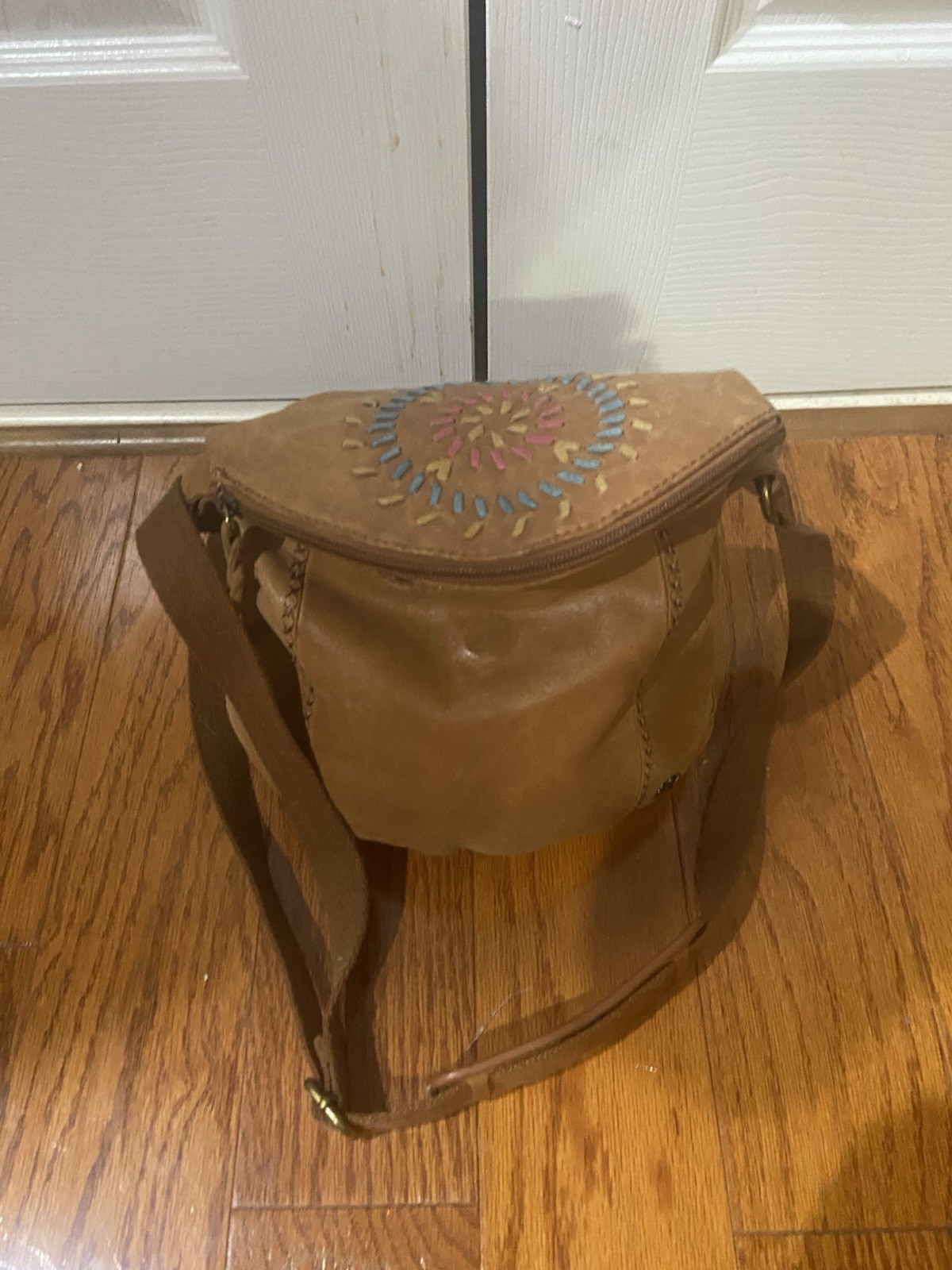 THE SAK Tan Leather Embroidered Shoulder Crossbody Women Bag