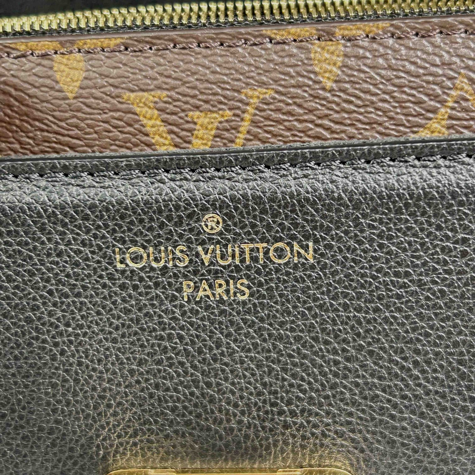 Louis Vuitton Pallas Chain Handbag in Monogram Canvas & Black Leather Auth