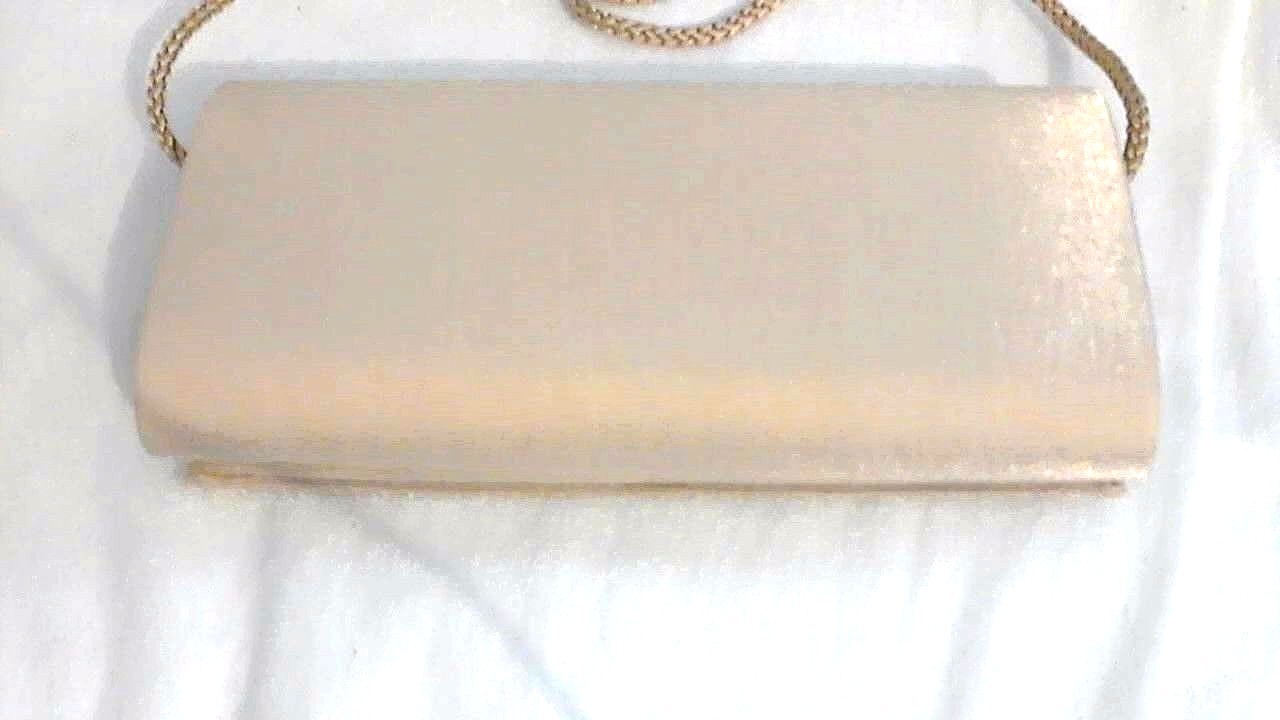 Rain Drop Bead Cream Bag by Sasha 8 x 4 Corded Strap Slight Shimmer Magnet Snap