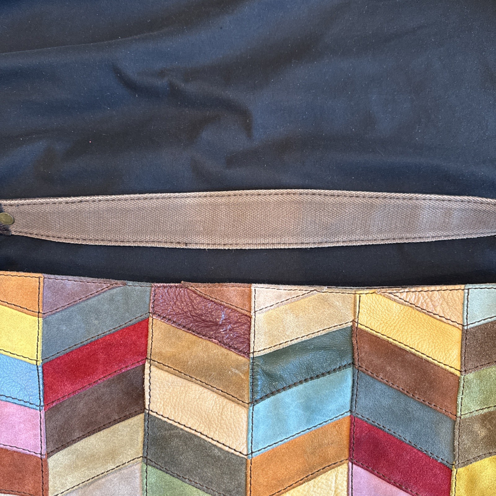 Rare Lucky Brand Y2K Patchwork Leather Hobo Bag Multicolor Boho Ugly Betty