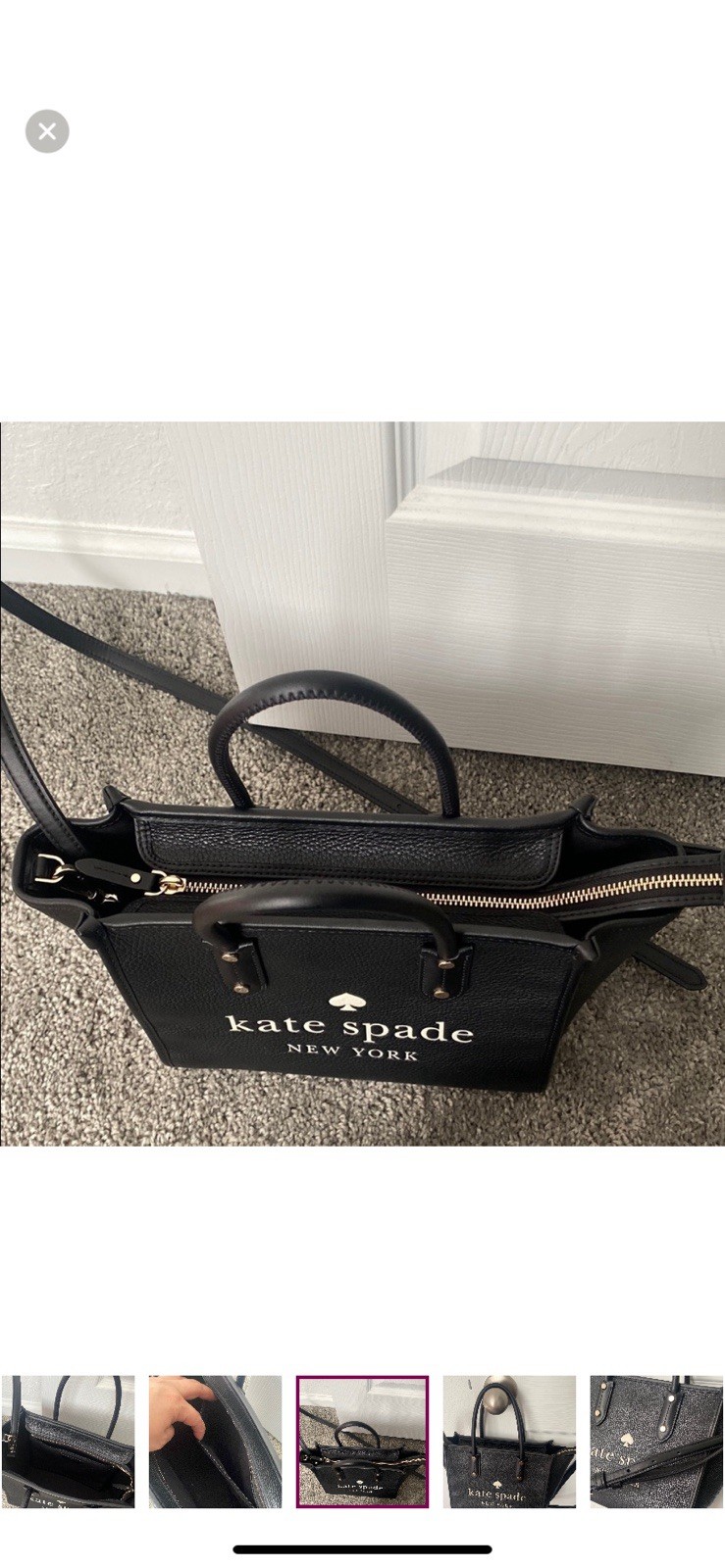 Kate Spade Ella Tote Bag –Black Leather – Gold Hardware–Classic Designer Handbag
