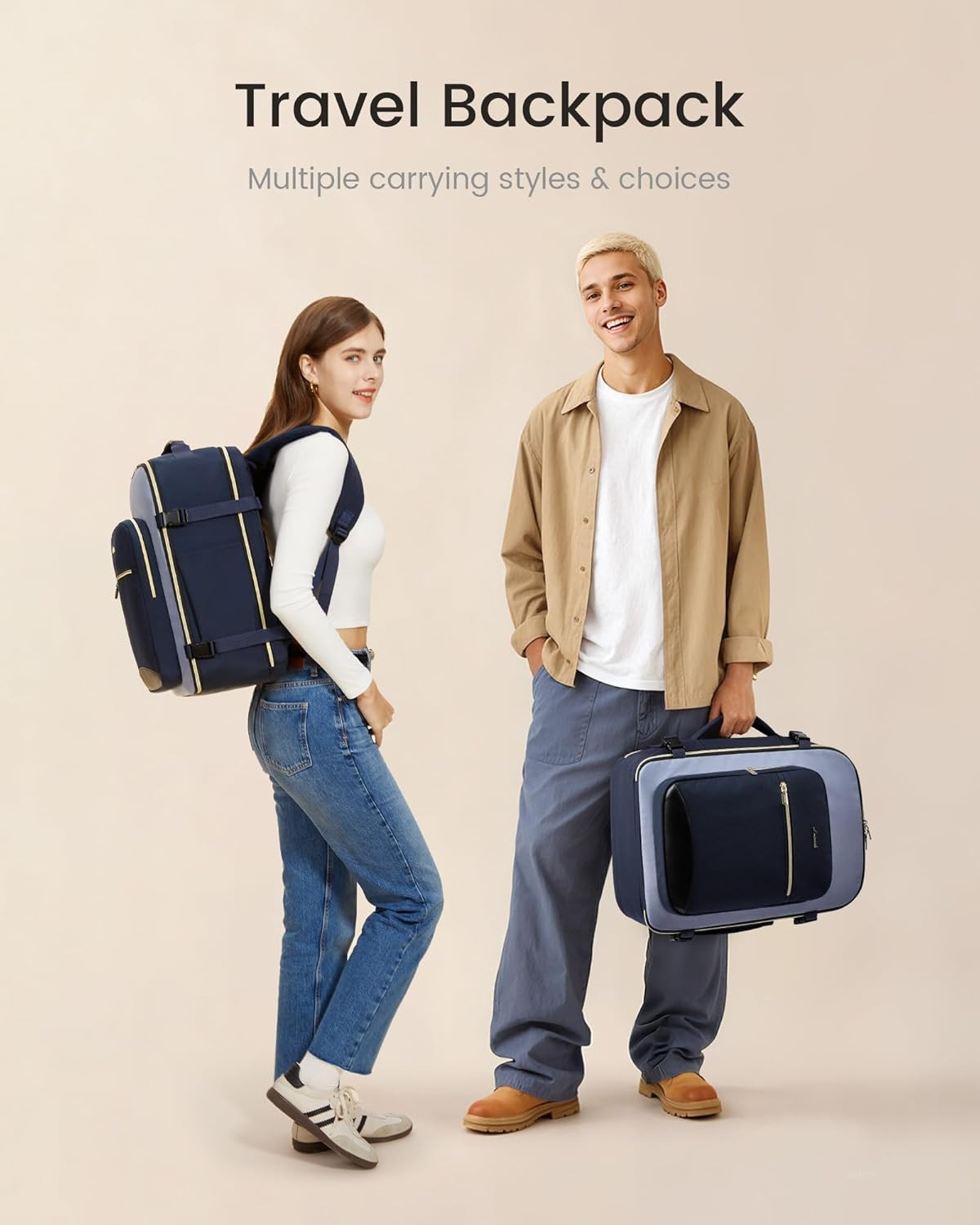 40L Travel Backpack for Women & Men,Airline Approved Carry on Luggage w/ 3 Cubes