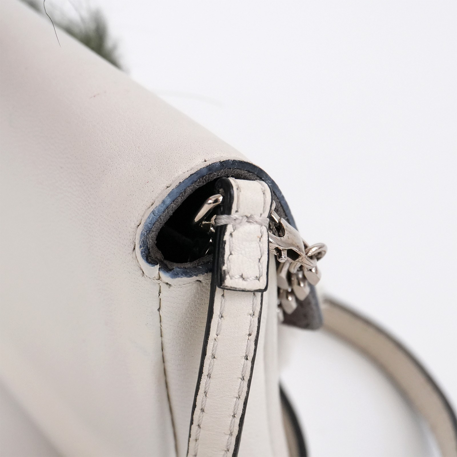 FENDI Bag Bugs Monster Micro Baguette 8M0354 Shoulder Bag White Auth #57713A
