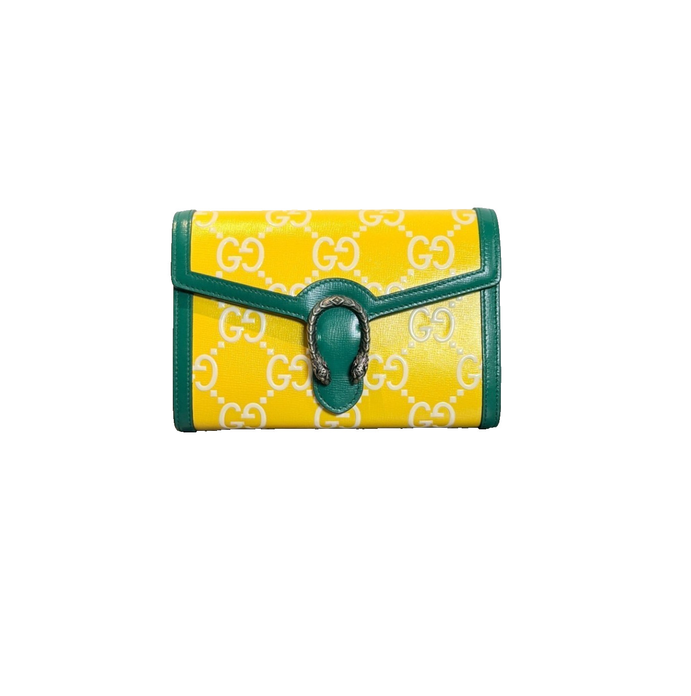 Authentic Gucci Dionysus WOC Leather WOC Yellow and Green Antique Silver-Tone