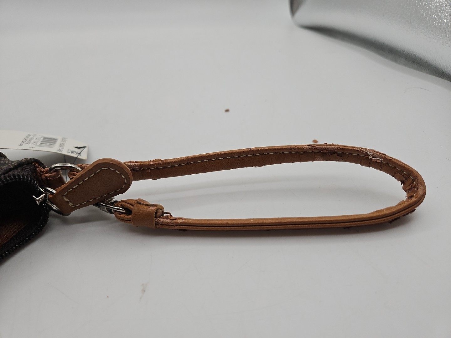 New Giani Bernini Block Signature Wristlet Brown/Tan 8x 5 Wrist Strap Peeling