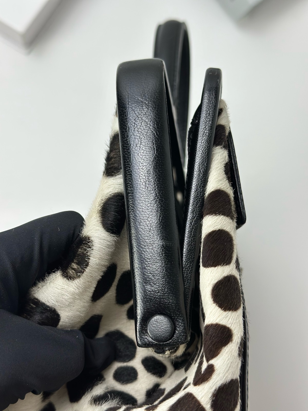Authentic Celine Mohair Top Handle Bag Cream/Black Silver-Tone eBay AG