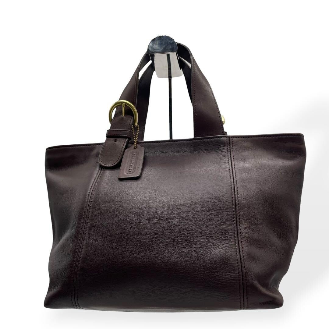 COACH Coach Leather Brown 4133 Handbag Gold Hardware 9.45in Auth