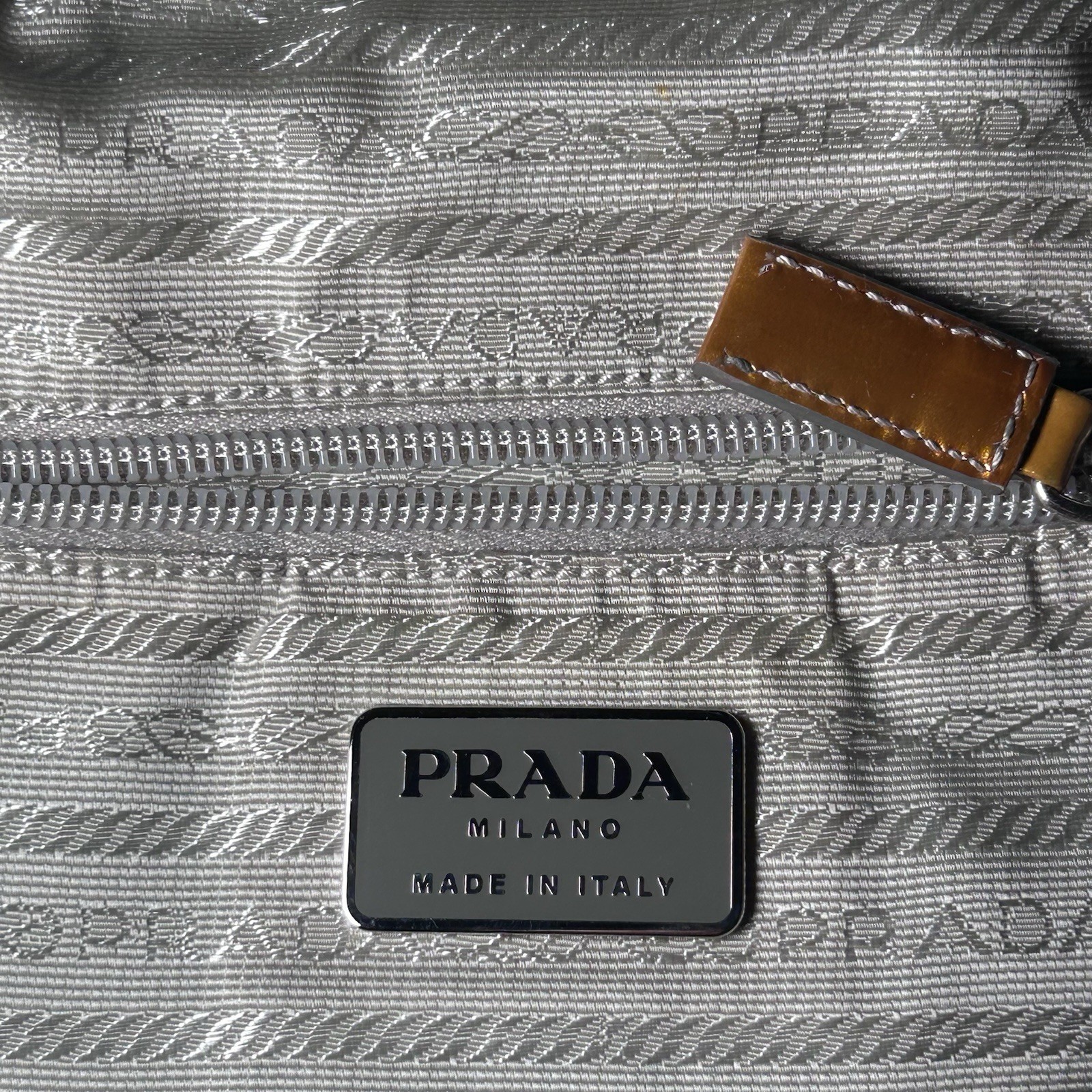 Prada Silver Metallic Tech Sling Crossbody Bag Non Prada Replacement Strap