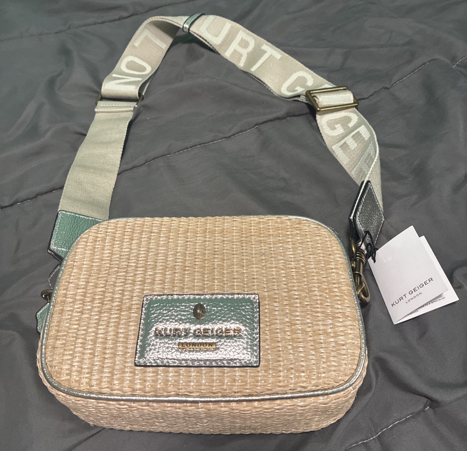 Kurt Geiger London Chiswick Faux Raffia Camera Bag Straw 7-3/4 X 5-1/4 X 2-1/2in