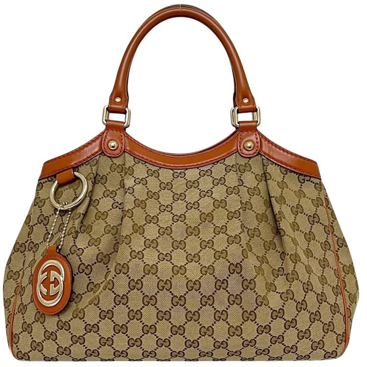 Gucci tote bag, beige and orange, GG canvas, interlocking pattern, 211944, GG