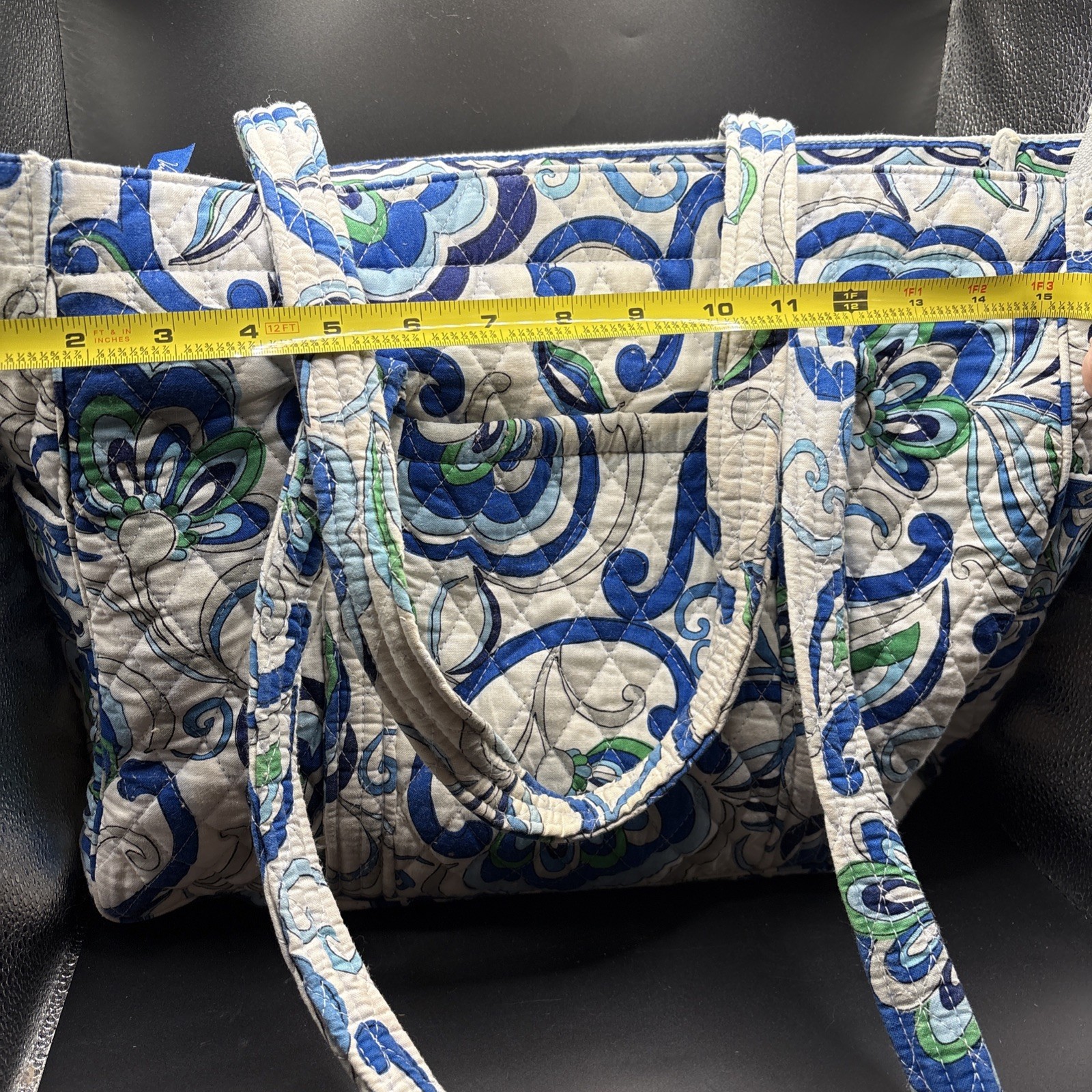 vera bradley betsy tote, Mediterranean White, Blue And Green Floral Quilted