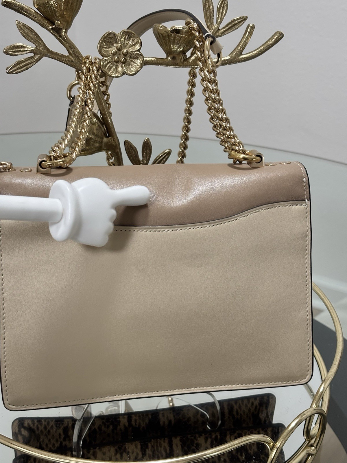 Coach Klare Colorblock Beige Cream Snakeskin-Effect Shoulder Crossbody Bag
