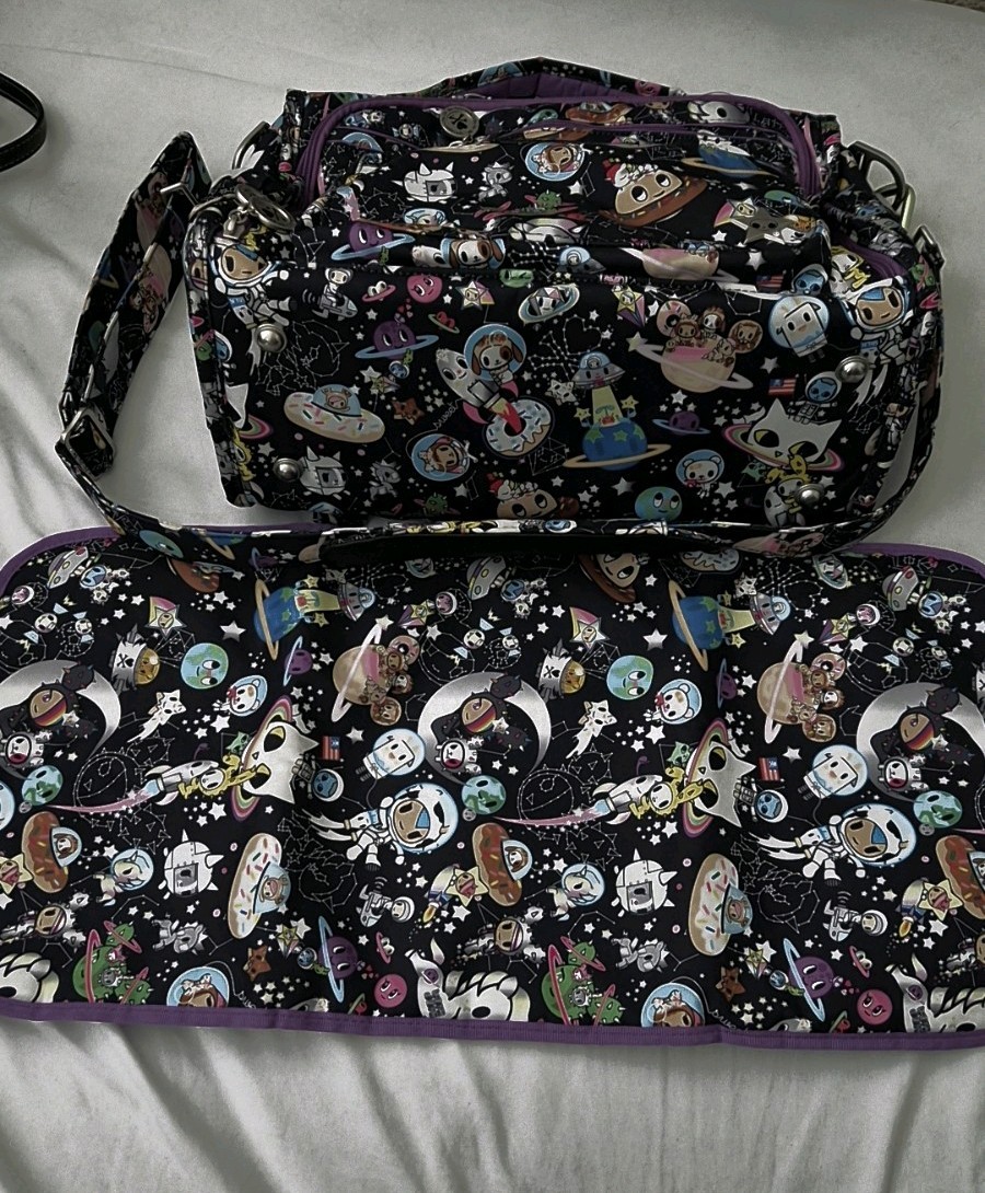 Rare Ju-Ju-Be Tokidoki Space Shoulder Bag Zip, Detachable Strap, Pockets Purple