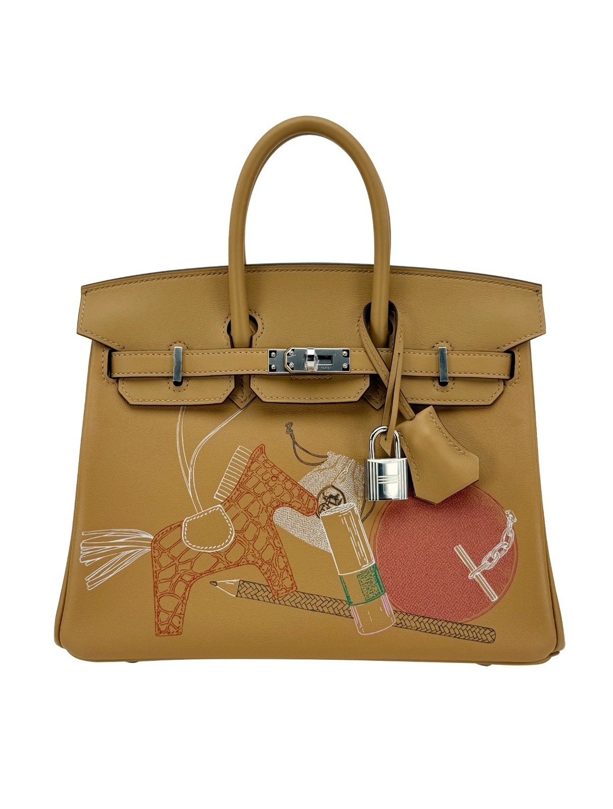 Hermes Birkin 25 Swift In and Out Biscuit Palladium Hardware Z Stamp Full
