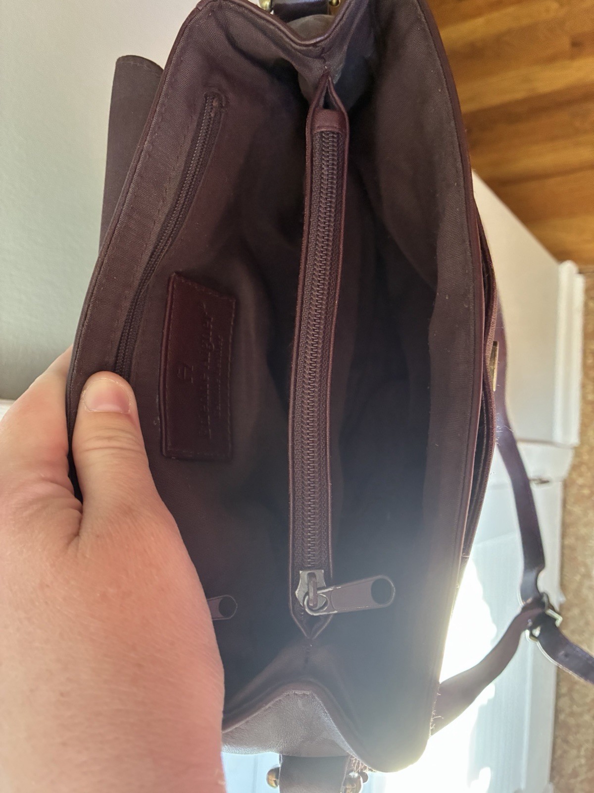 Etienne Aigner Burgundy Shoulder Bag With Gold Hardware And Lined Pockets