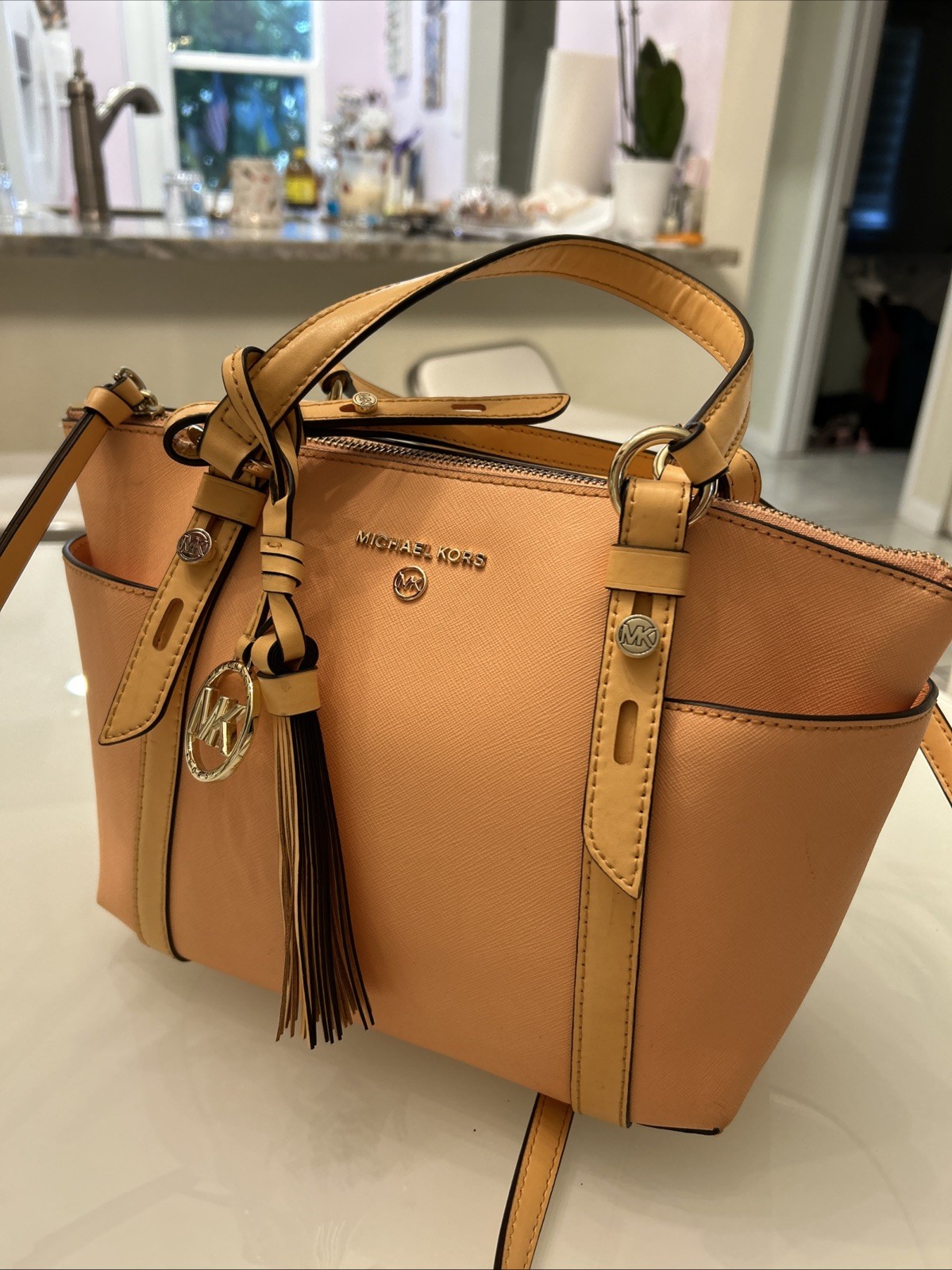 Michael Kors Purse Ciara Top Zip Peach