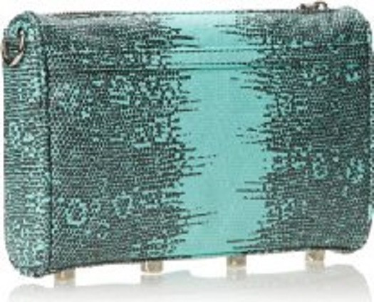 NWT Rebecca Minkoff Lizard Embossed Minty Leather Mini MAC Crossbody Clutch