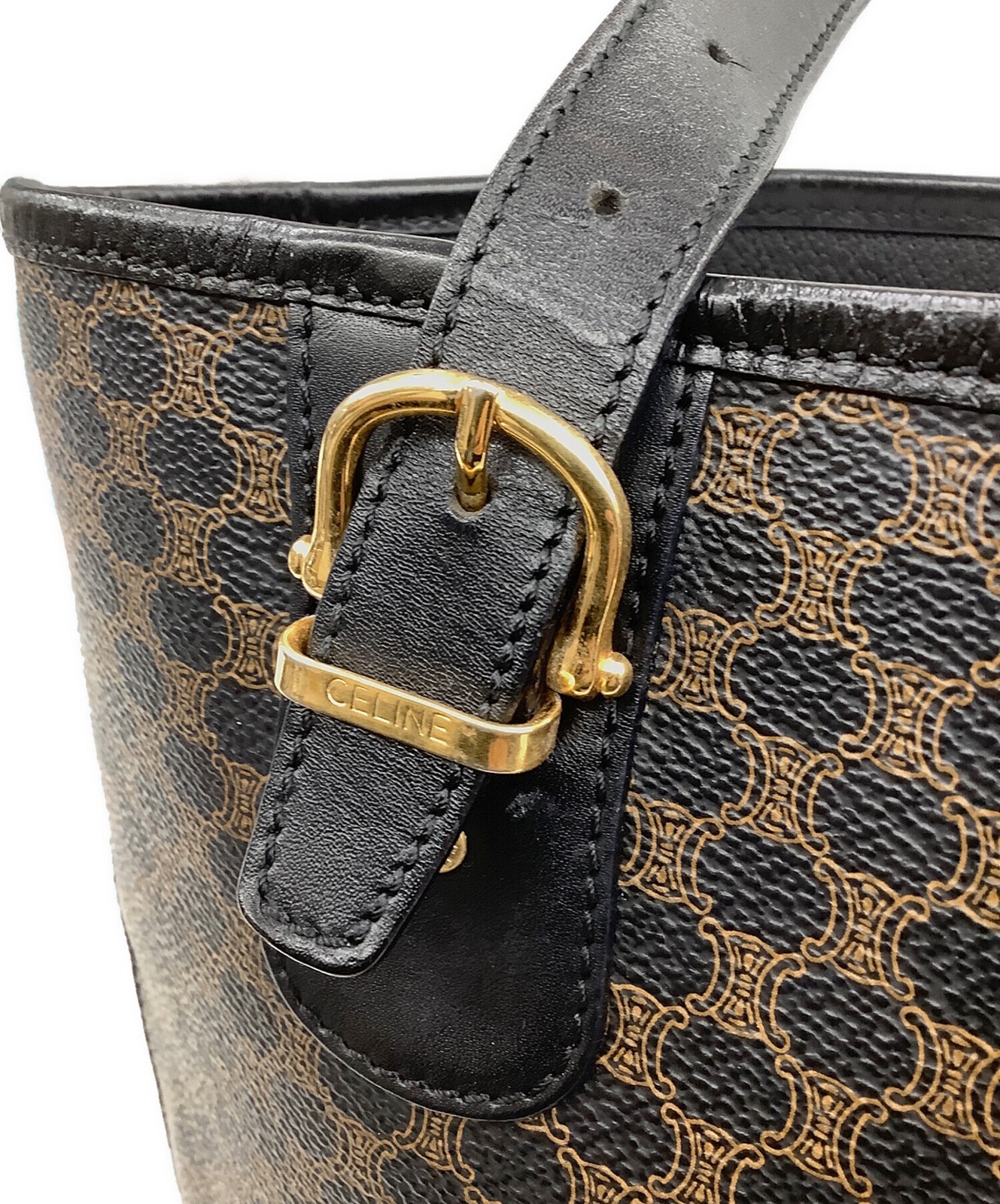 CELINE Macadam Tote Bag Black Women’s Pre-owned MC97/2 Japan F/S USED
