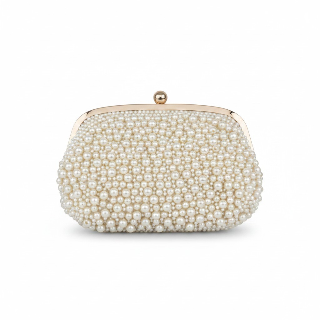I.N.C. All Over Pearl Pouch Clutch Pearl Gold NWT Imperfections