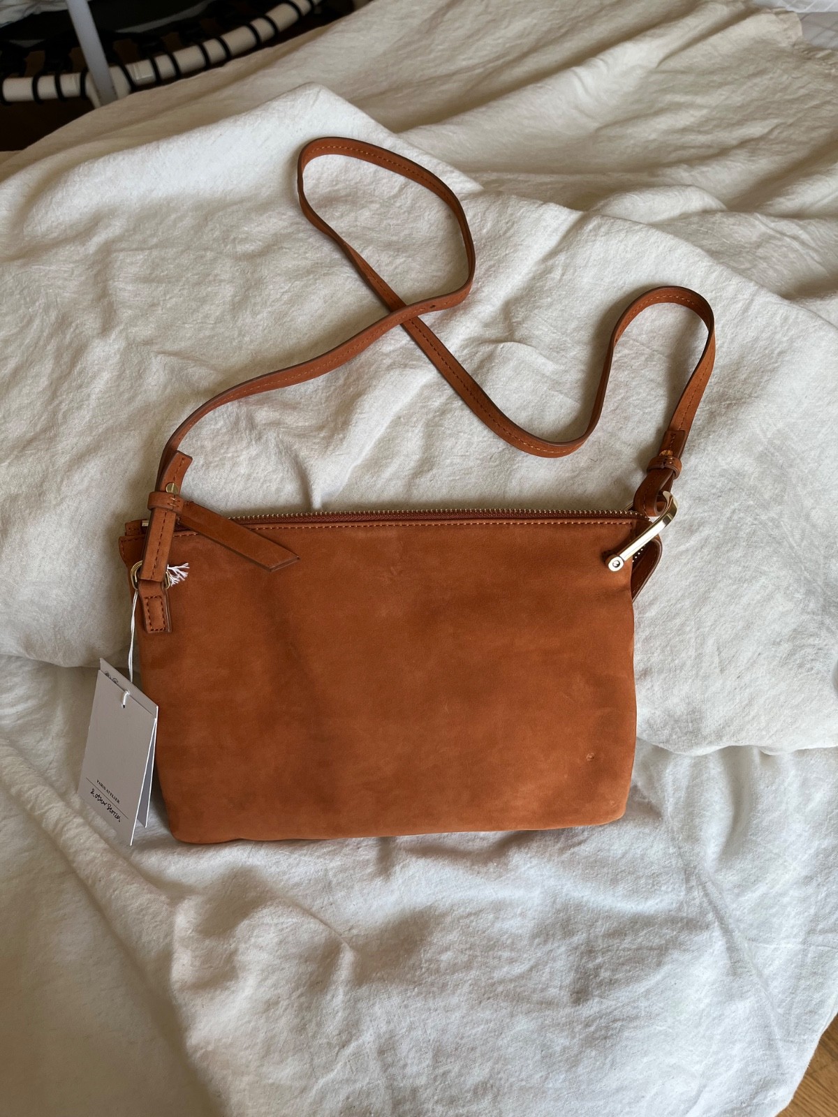 & Other Stories Leather Crossbody Bag-Caramel Brown with Gold Hardware-NWT