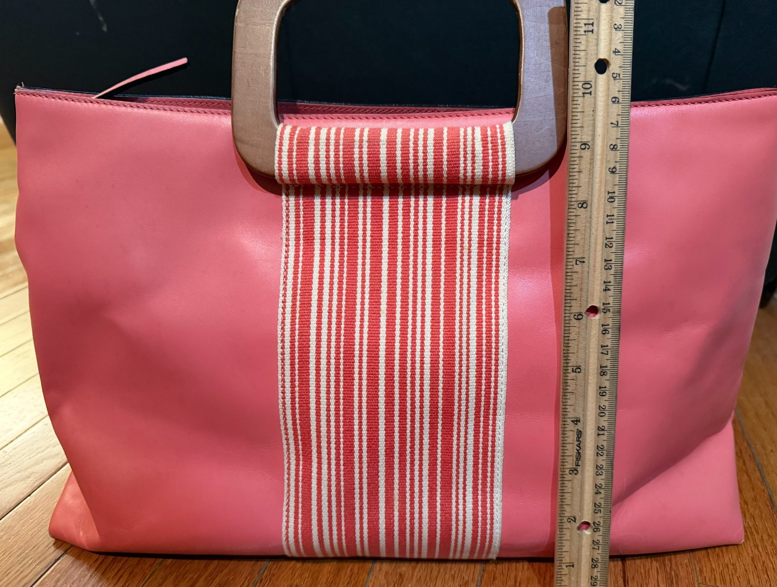 Kate Spade Vintage Pink Tote Bag with Wooden Handle