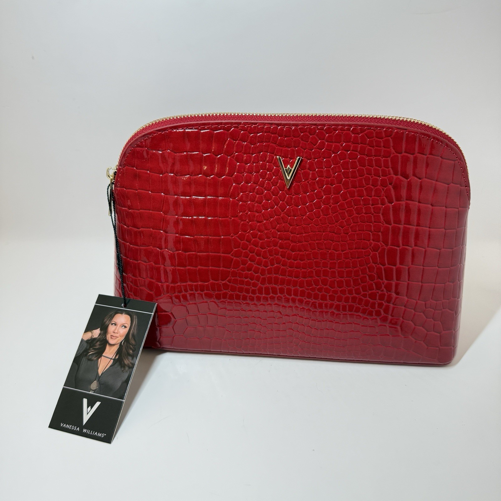 Vanessa Williams Red Cosmetics Bag With Black Dust bag New With Tags