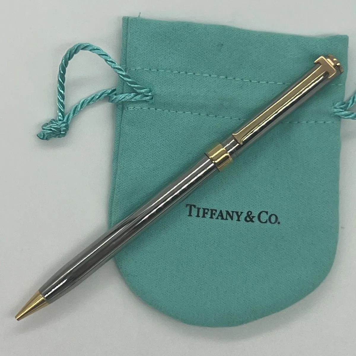 Tiffany T-Clip Mechanical Pencil Silver Gold with Dust Bag