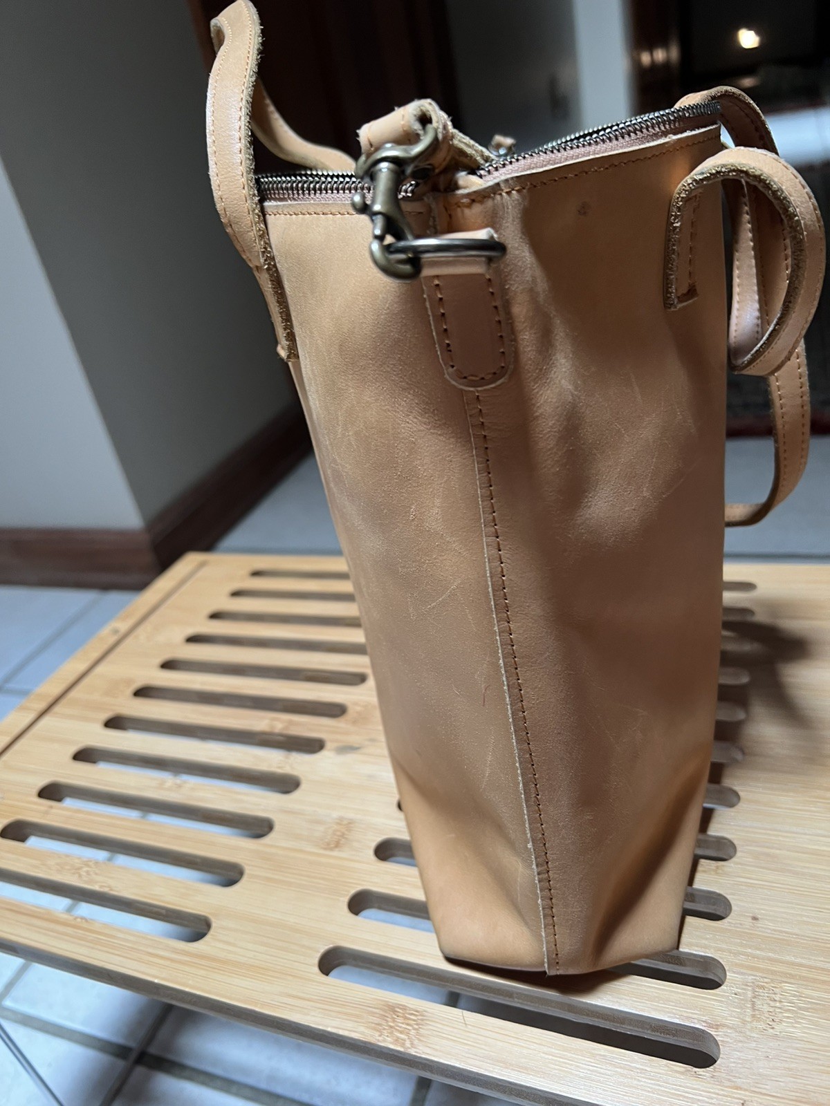 ABLE Leather ABERA Crossbody Tote Commuter Bag Purse Tan pre-owned