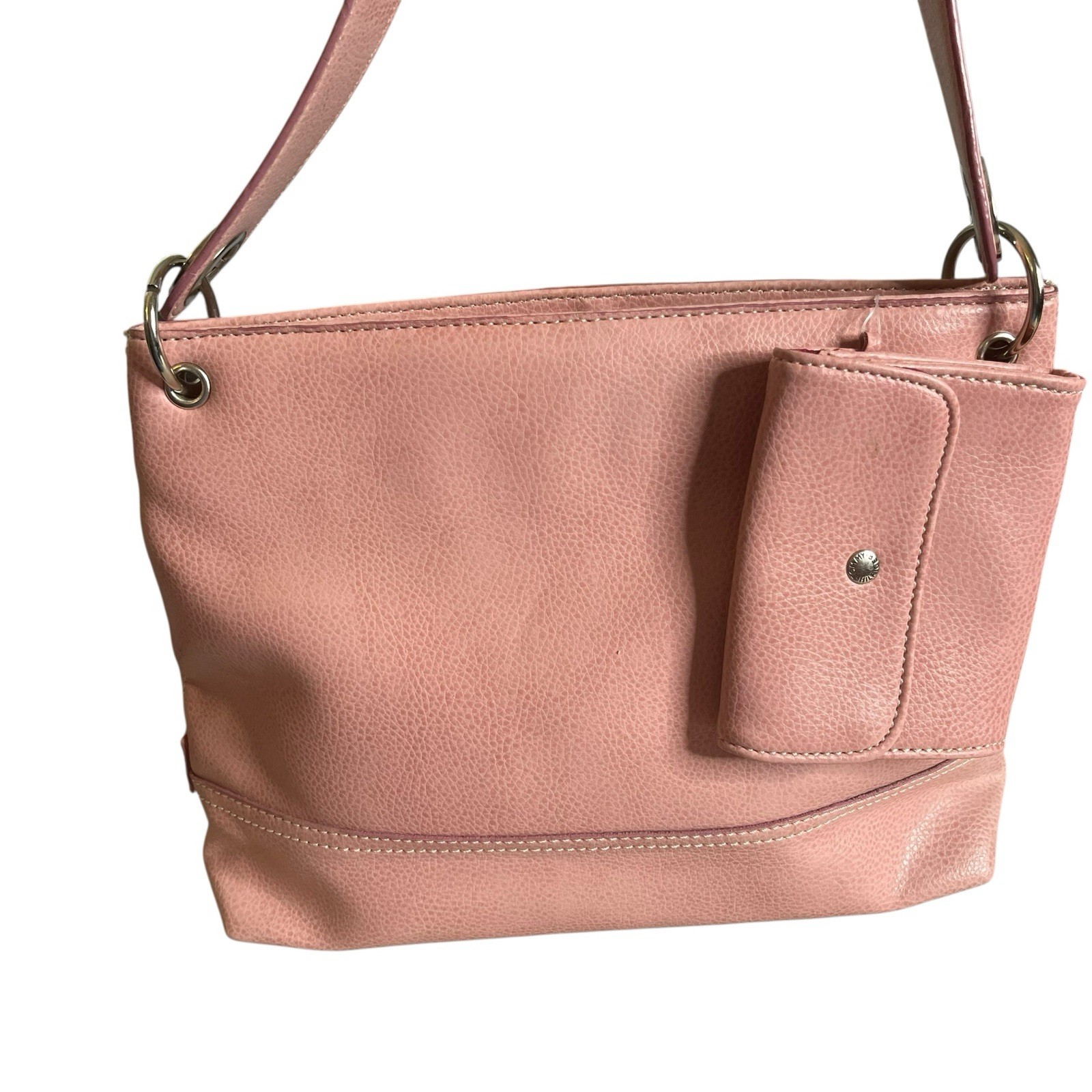 Tommy Hilfiger Y2K Vintage Shoulder Bag + Coin Wallet Pink Faux Leather