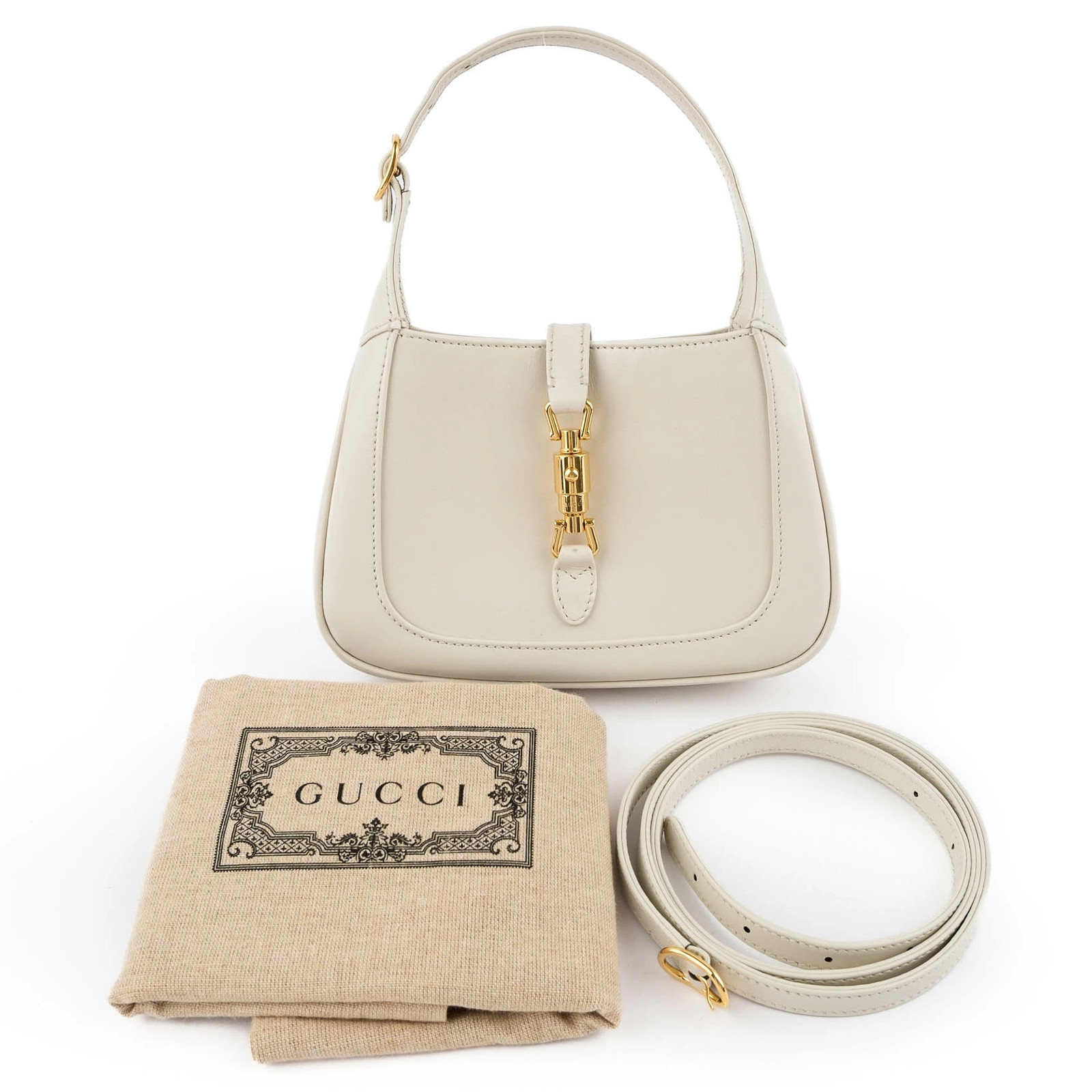 GUCCI Jackie 1961 Small Leather Shoulder Bag White W27.5cm H19cm D4cm