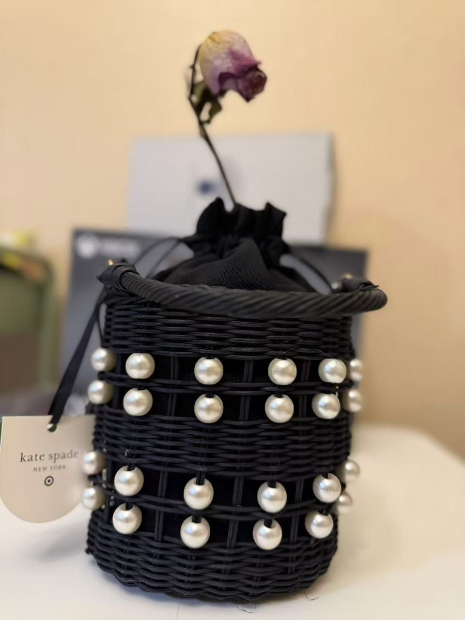 Kate Spade – Target Basket Bucket Bag Pearl Embellished Black Purse