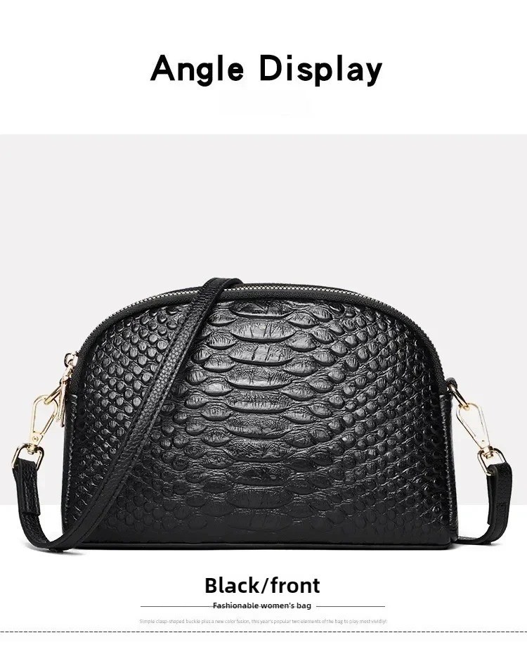 Luxury Crocodile Pattern Leather Crossbody Bag Women Cowhide Messenger Tote Hand