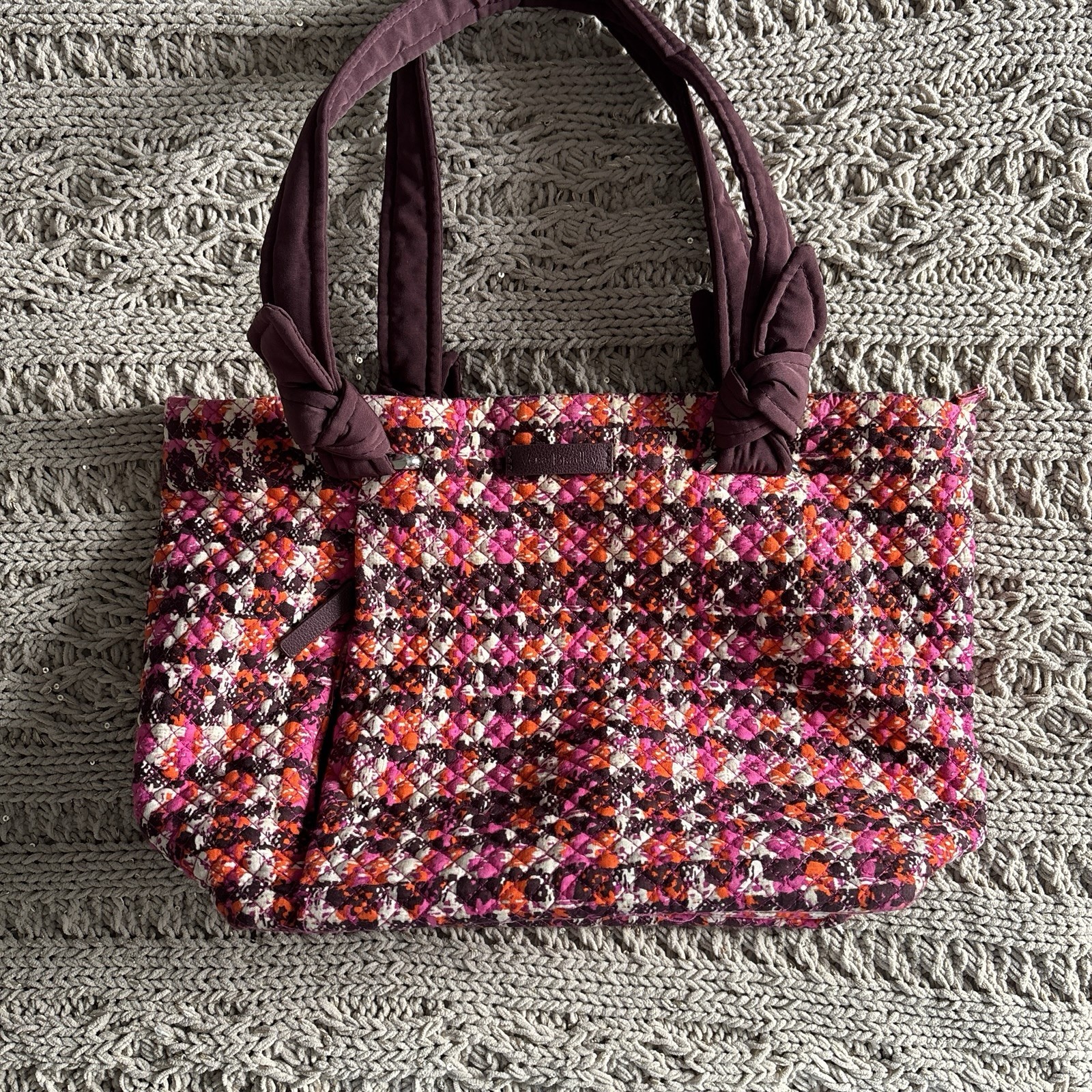 Vera Bradley Floral Multicolor Medium Tote Zip, Detachable Strap, Pockets