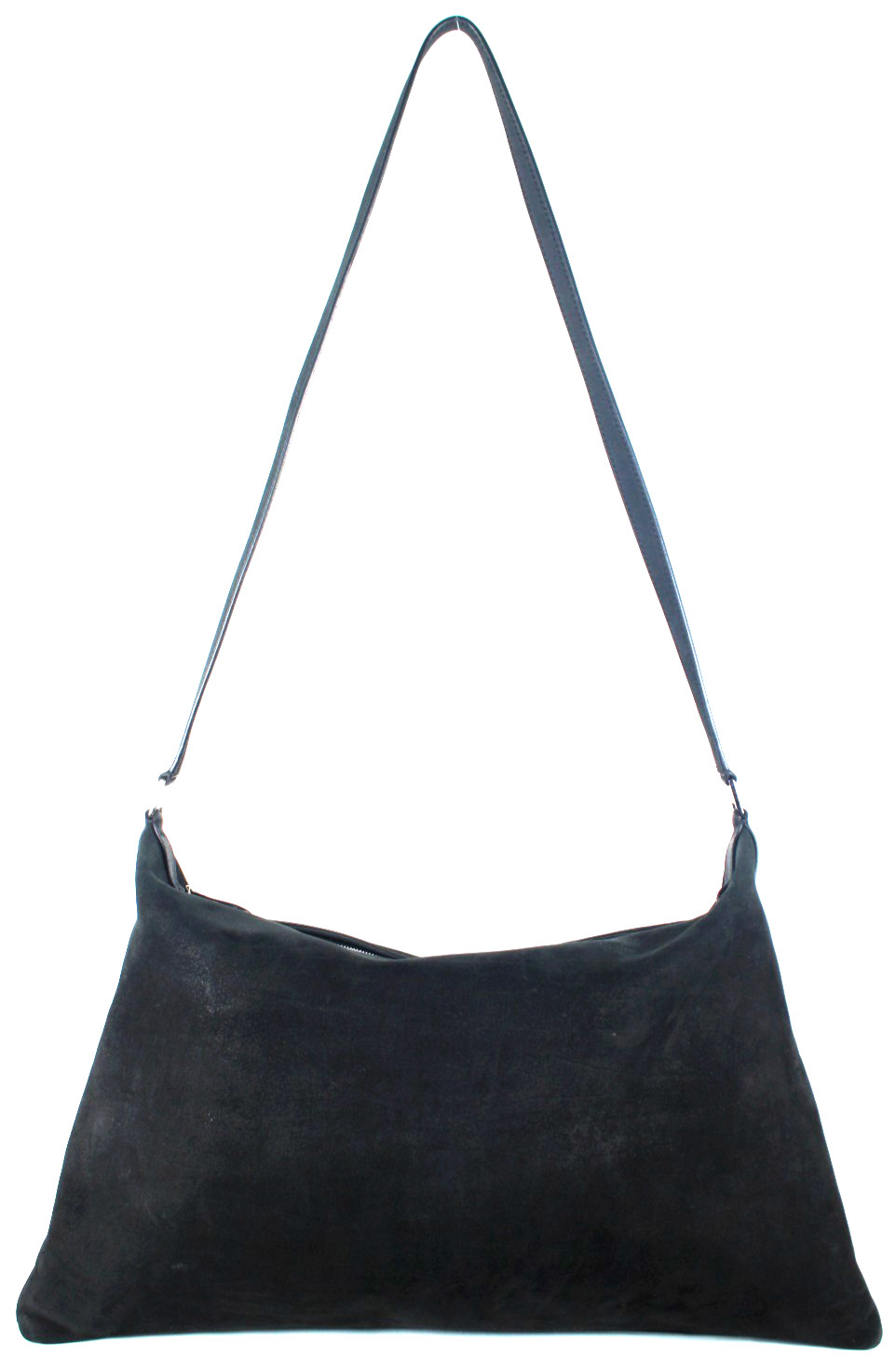 THE ROW $1,490 Black Nubuck Leather Large MORGAN Shoulder Bag