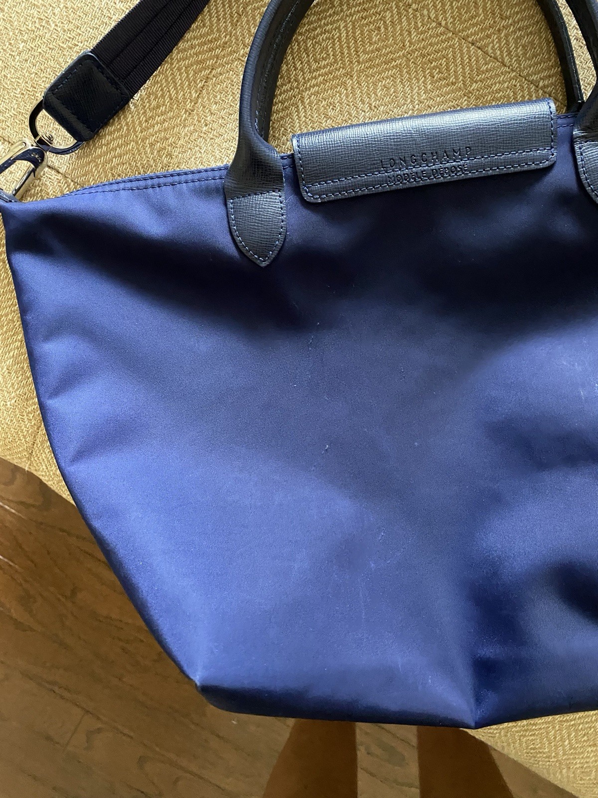 Longchamp Le Pliage Navy Blue 2 Two Way Handle Crossbody Nylon Bag Tote